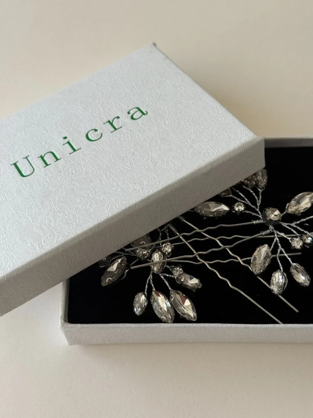 UNICRA Set of 3 Crystal Bridal Hair Pins Silver Rhinestone Wedding Updo